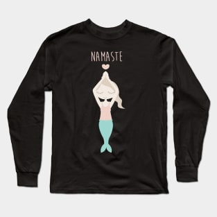 Namaste Yoga Mermaid Lady with Peace in Mind Long Sleeve T-Shirt